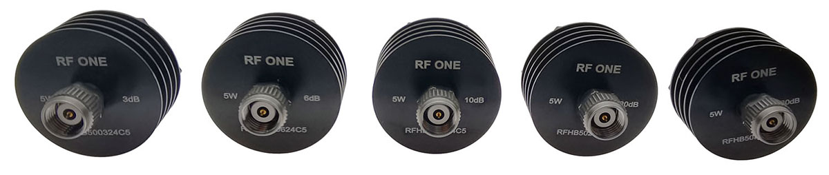 RF ONE 5 Watts 2.4mm Attenuators in 3dB, 6dB, 10dB, 20dB, 30dB
