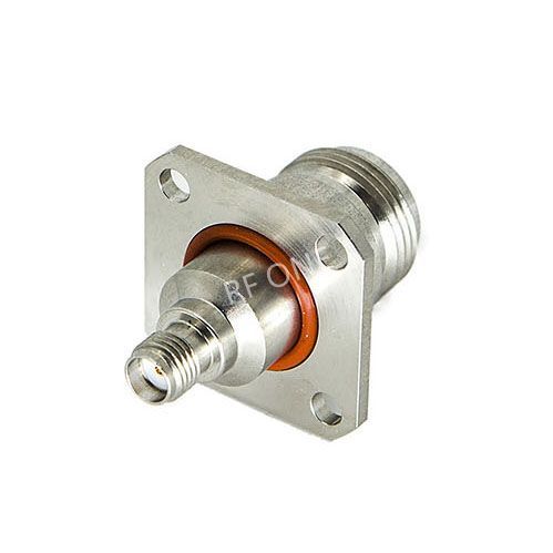 SMA Female to N Female 4 Hole Flange Adapter 18 GHz VSWR 1.15