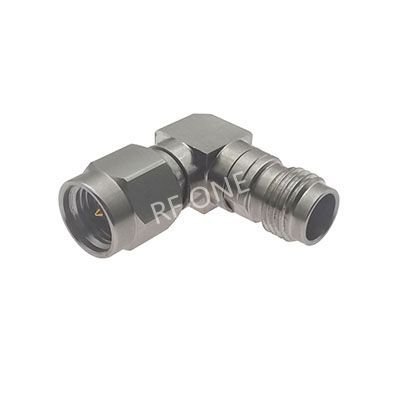 2.4mm Female to 2.92mm Male Right Angle Adapter 40 GHz VSWR 1.25