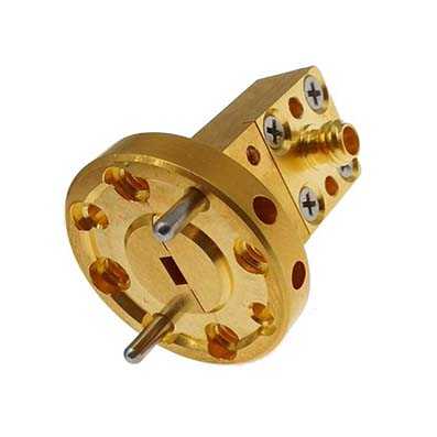 WR10 to 1.0mm Female Waveguide to Coax Adapter, 75-110 GHz, Right Angle, UG387/U Flange