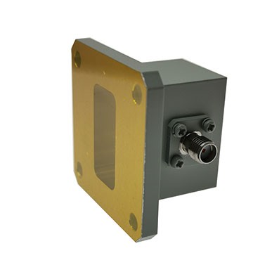 WR102 to SMA Female Waveguide to Coax Adapter, 7-11 GHz, Right Angle, UG-1493/U Flange