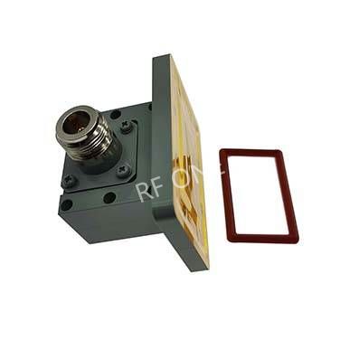 WR112 to N Female Waveguide to Coax Adapter, 6.57-9.9 GHz, Right Angle, PDR 84 Flange