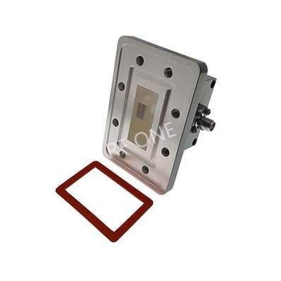WR112 to SMA Female Waveguide to Coax Adapter, 6.57-9.9 GHz, Right Angle, PDR 84 Flange
