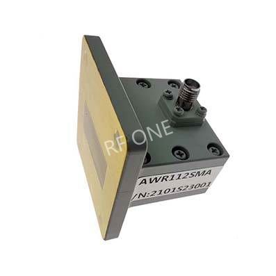 WR112 to SMA Female Waveguide to Coax Adapter, 6.57-9.9 GHz, Right Angle, UBR84 Flange