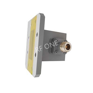 WR137 to N Female Waveguide to Coax Adapter, 5.37-8.17 GHz, Right Angle, UDR70 Flange