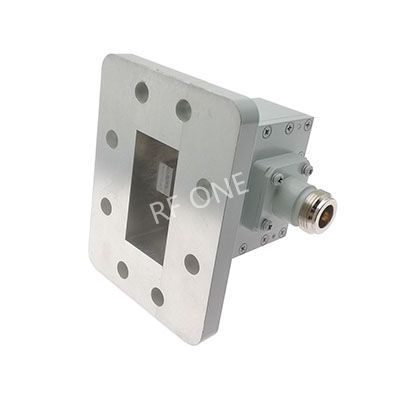 WR159 to N Female Waveguide to Coax Adapter, 4.64-7.05 GHz, Right Angle, UDR58 Flange