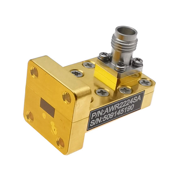 WR22 to 2.4mm Female Waveguide to Coax Adapter, 32.9-50.1 GHz, Right Angle, UG-599/U Flange