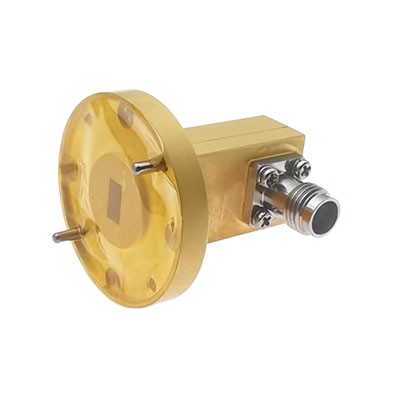 WR22 to 2.4mm Female Waveguide to Coax Adapter, 32.9-50 GHz, Right Angle, UG-383/U Flange