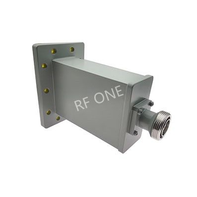 WR284 to 7/16 DIN Female Waveguide to Coax Adapter, 2.6-3.95 GHz, End Launch, UDR32 Flange