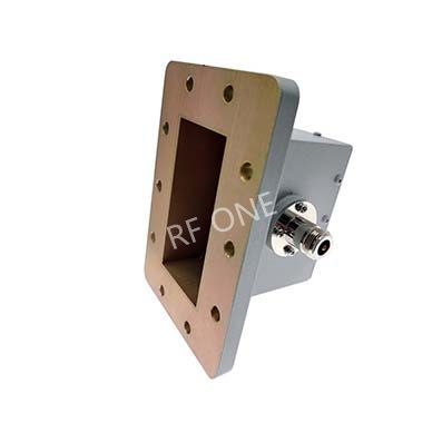 WR340 to N Female Waveguide to Coax Adapter, 2.17-3.3 GHz, Right Angle, UDR26 Flange