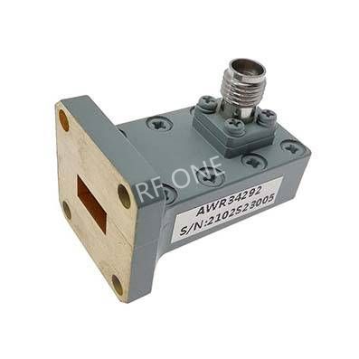 WR34 to 2.92mm Female Waveguide to Coax Adapter, 21.7-33 GHz, Right Angle, UBR260 Flange