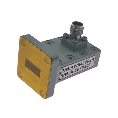 WR42 to 2.92mm Female Waveguide to Coax Adapter, 17.6-26.7 GHz, Right Angle, UG595/U Flange