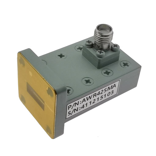 WR42 to SMA Female Waveguide to Coax Adapter, 17.6-26.7 GHz, Right Angle, UBR220 Flange