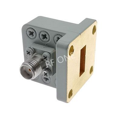 WR42 to SMA Female Waveguide to Coax Adapter, 17.6-26.7 GHz, Right Angle, UBR220 Flange