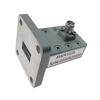 WR51 to 3.5mm Female Waveguide to Coax Adapter, 14.5-22 GHz, Right Angle, UBR180 Flange
