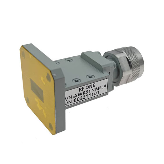 WR51 to N Male Waveguide to Coax Adapter, 14.5-18GHz, MIL3922/70-023 Flange, End Launch