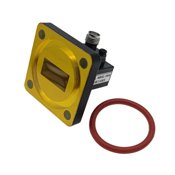 WR62 to SMA Female Waveguide to Coax Adapter, 11.9-18GHz, PBR140 Flange, Right Angle