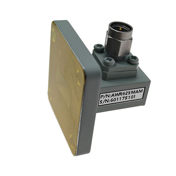 WR62 to SMA Male Waveguide to Coax Adapter, 11.9-18 GHz, Right Angle, UBR140 Flange