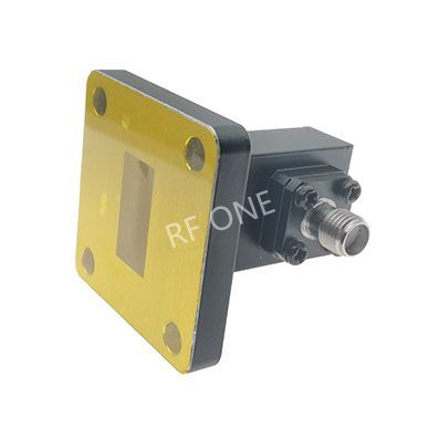 WR62 to SMA Female Waveguide to Coax Adapter, 11.9-18 GHz, Right Angle, UBR140 Flange