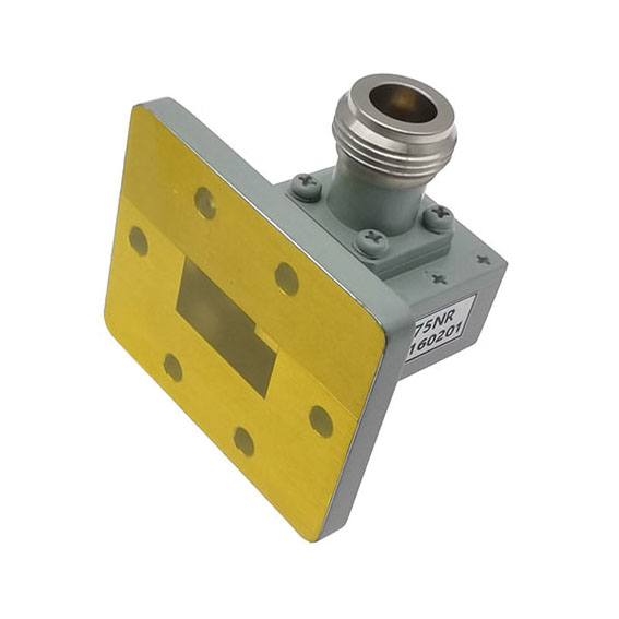 WR75 to N Female Waveguide to Coax Adapter, 9.84-15 GHz, Right Angle, UDR120 Flange