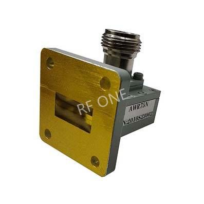 WR75 to N Female Waveguide to Coax Adapter, 9.84-15 GHz, Right Angle, UBR120 Flange