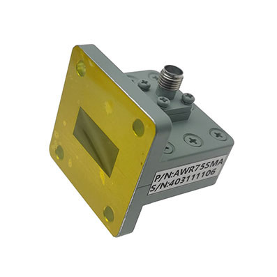 WR75 to SMA Female Waveguide to Coax Adapter, 9.84-15 GHz, Right Angle, UBR120 Flange