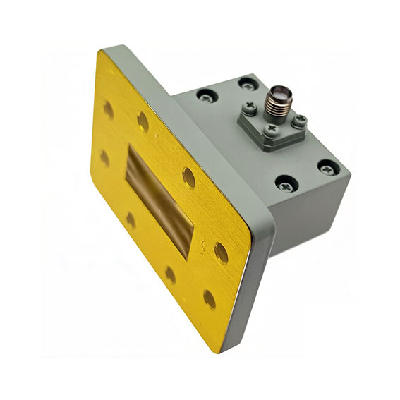 WR90 to SMA Female Waveguide to Coax Adapter, 8.2-12.5GHz, CPR90F Flange, Right Angle