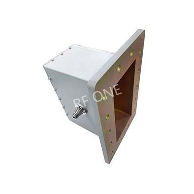 WR975 to N Female Waveguide to Coax Adapter, 0.76-1.15 GHz, Right Angle, UDR9 Flange
