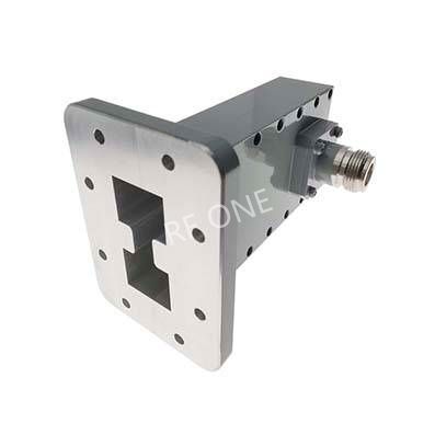 WRD200 to N Female Double Ridge Waveguide to Coax Adapter, 2-6 GHz, Right Angle