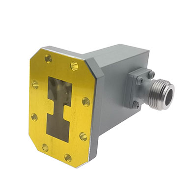 WRD475 to N Female Double Ridge Waveguide to Coax Adapter, 4.75-11 GHz, Right Angle