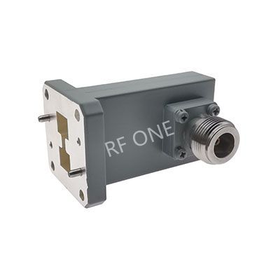 WRD580 to N Female Double Ridge Waveguide to Coax Adapter, 5.8-16 GHz, Right Angle