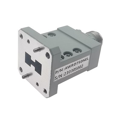 WRD750 to N Female Double Ridge Waveguide to Coax Adapter, 7.5-18 GHz, End Launch