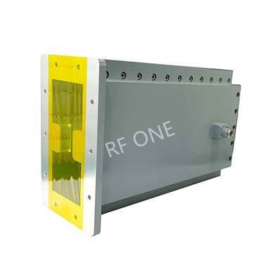 WRD840 to N Female Double Ridge Waveguide to Coax Adapter, 0.8-2 GHz, Right Angle