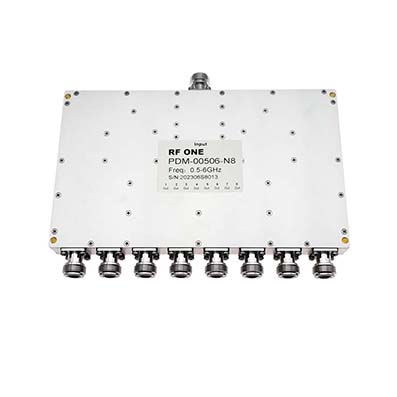 8 Way N Power Divider 0.5-6 GHz
