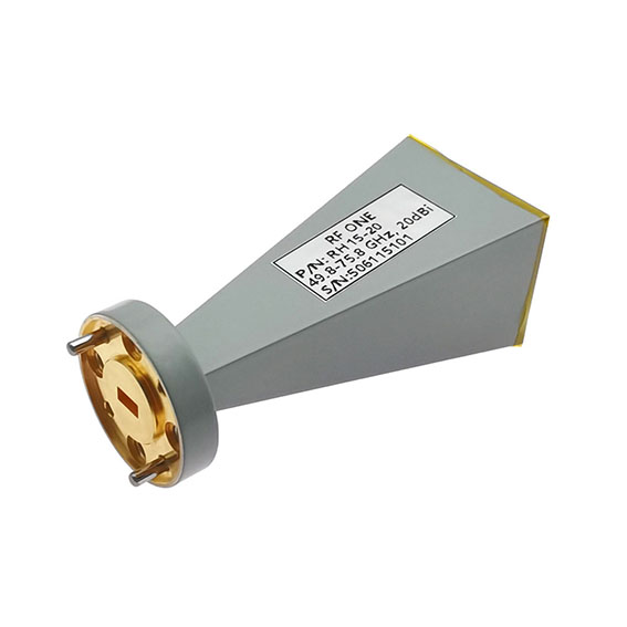 20 dBi Gain, 73.8-110 GHz, WR10 Standard Gain Horn with UG387/U-Mod Flange