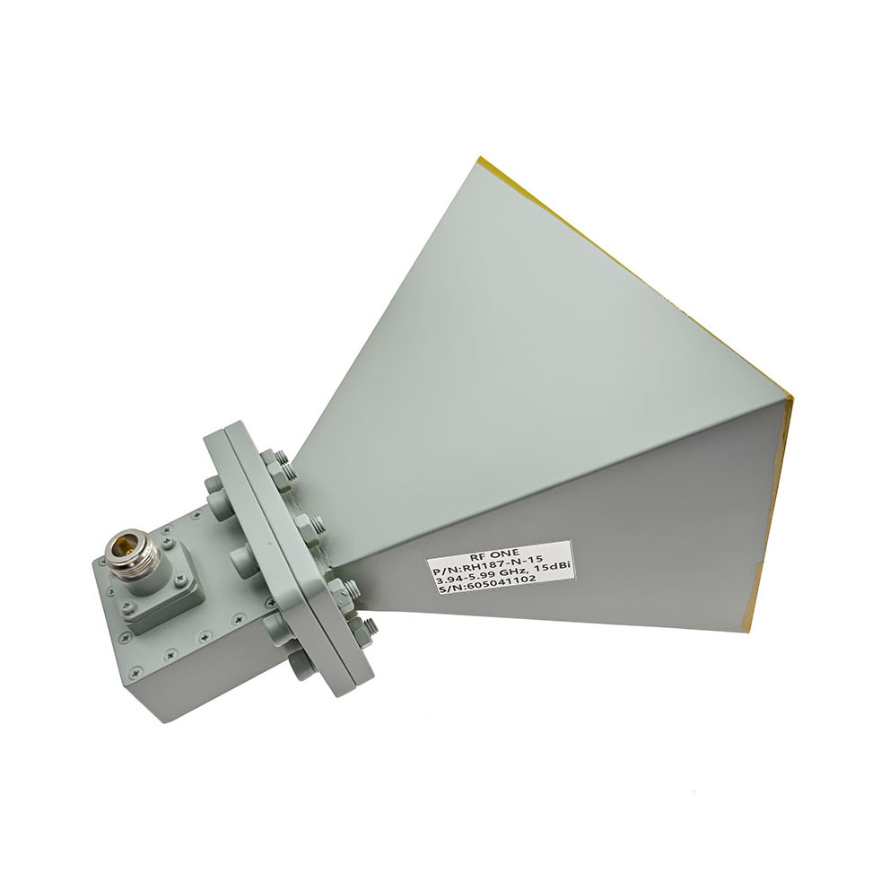 15 dBi Gain, 3.94-5.99 GHz, WR187 Standard Gain Horn with N Female Port