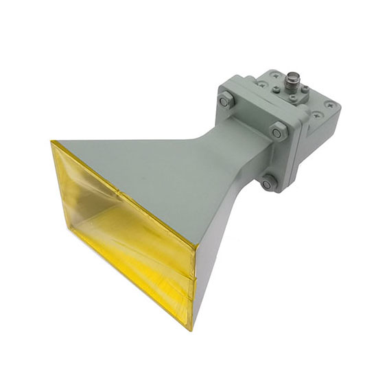 15 dBi Gain, 9.84-15 GHz, WR75 Standard Gain Horn with SMA Female Port
