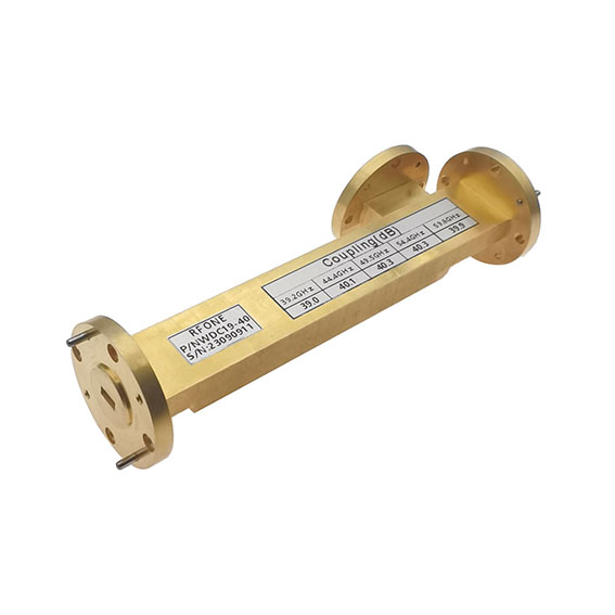 WR22 Waveguide Broadwall Coupler, 30 dB, 32.9-50 GHz, WR22 Coupled Port