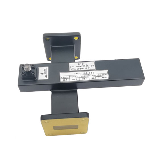 WR90 Waveguide Crossguide Coupler, 50 dB, 8.2-12.5 GHz, SMA Coupled Port